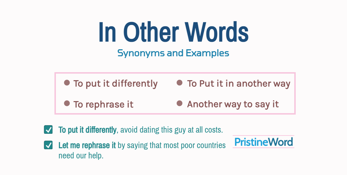 in other words synonym in essay