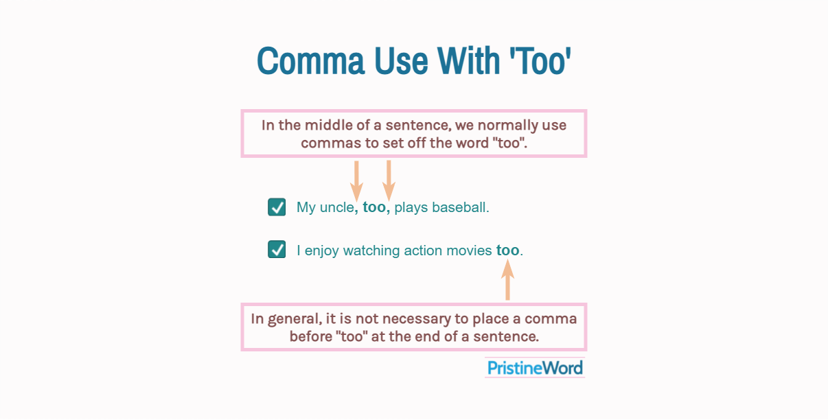 When To Use A Comma Before Or After Too 