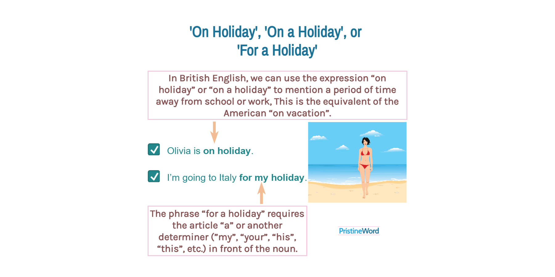 'On Holiday', 'On a Holiday', or 'For a Holiday'