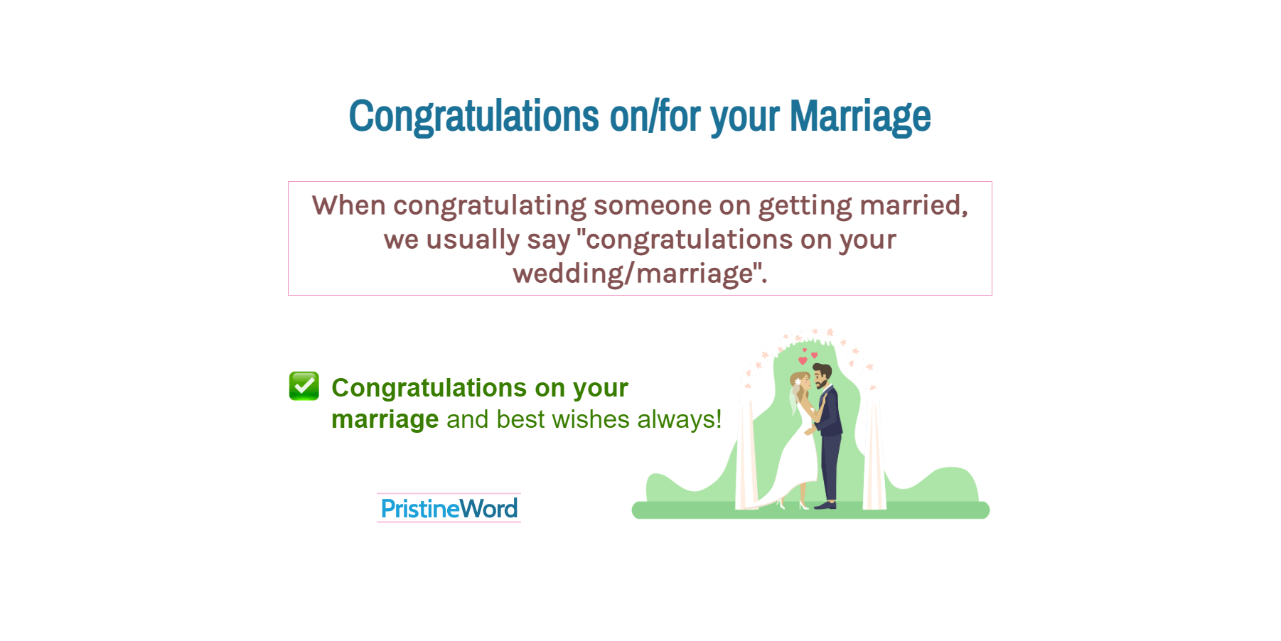 Congratulations On For Your Wedding Prepositions