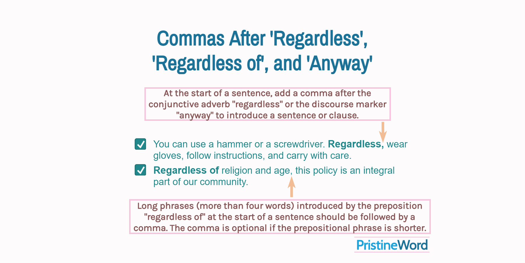 Commas After Regardless Regardless Of And Anyway 