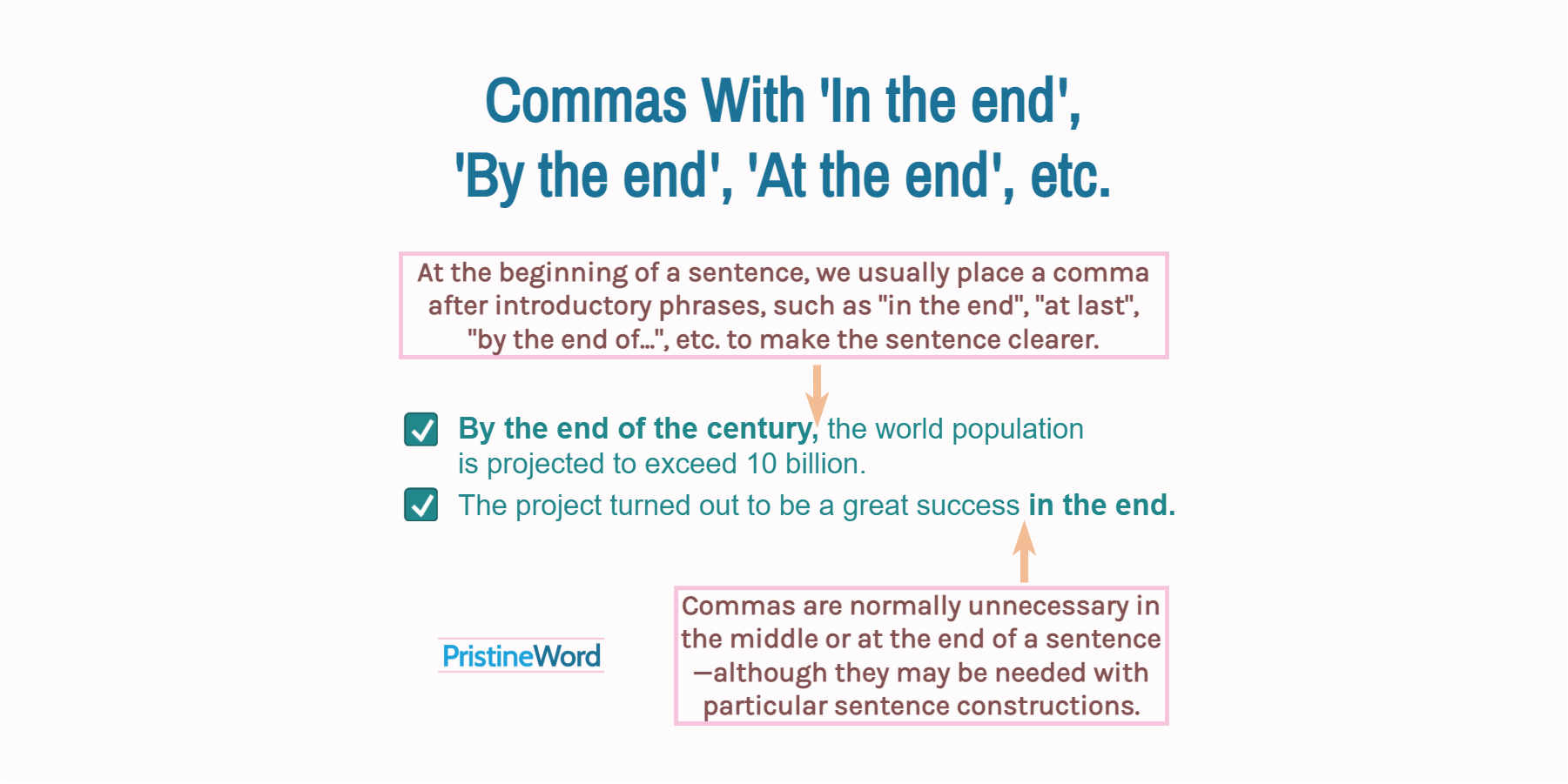 Commas After In The End At Last At The End Etc 